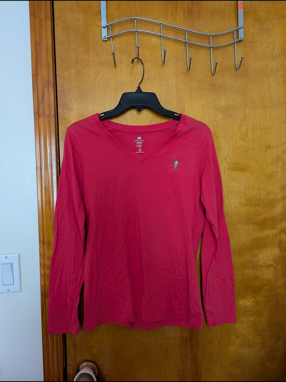 [Women's] U.S. Polo Assn. Long-Sleeve V-Neck Tee - Raspberry